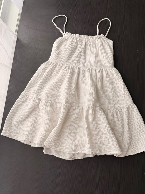 Dresses & Skirts - Super Mini White Tiered Cotton Sundress with Spaghetti Straps